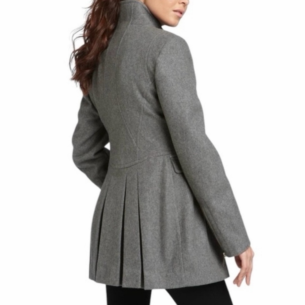 LAUNDRY by SHELLI SEGAL Coat Jacket Zippers Wool Gray Silver Size 8